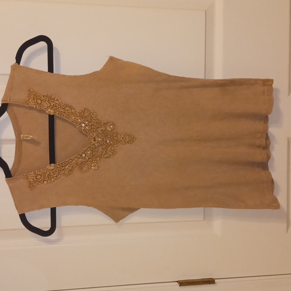 Bead embellished tank top